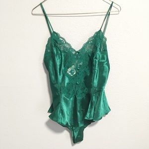 Vintage Victoria’s Secret Gold satin bodysuit xs